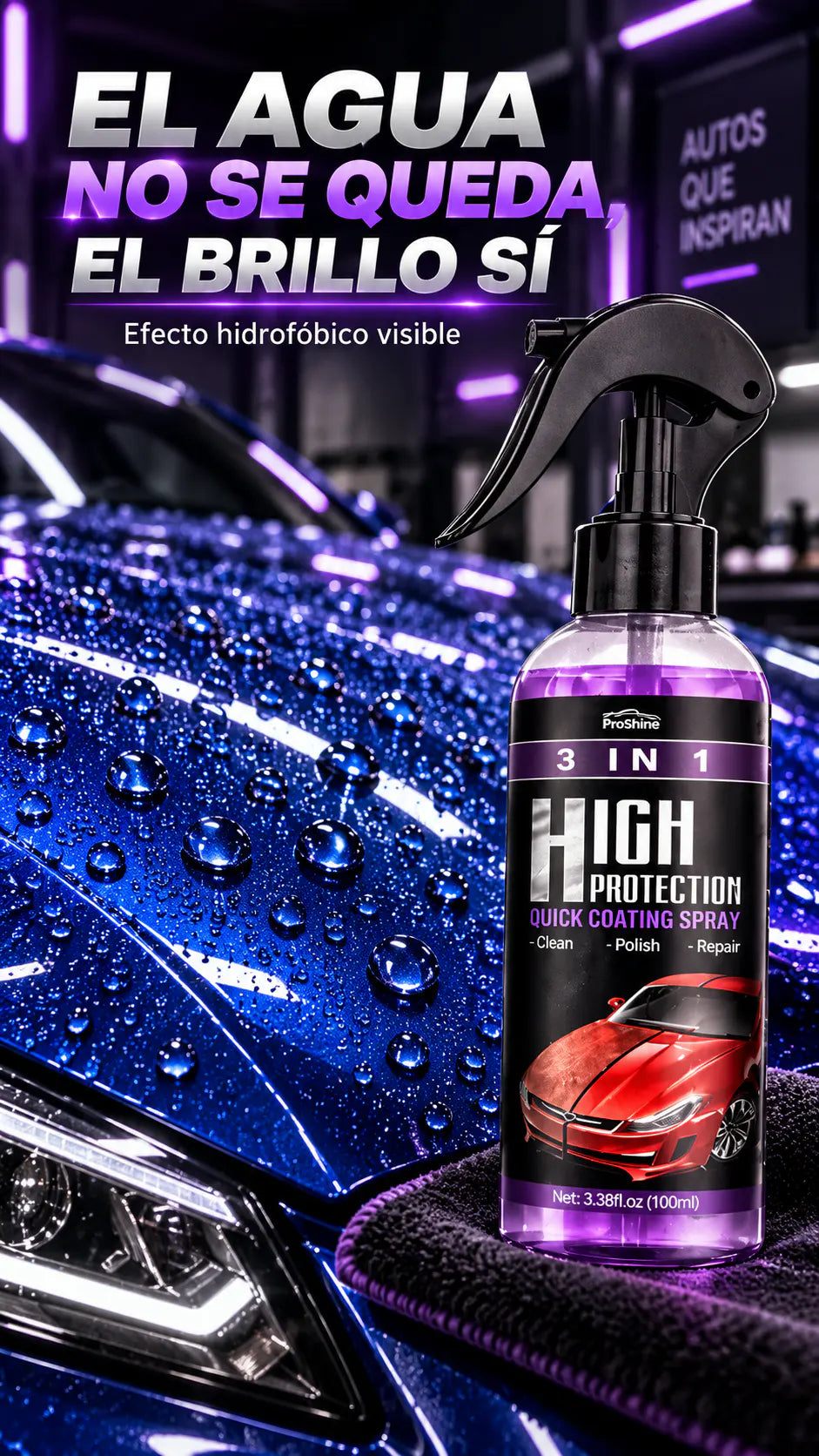 VEXTA™ 3 en 1 – Spray de Protección y Brillo Automotriz