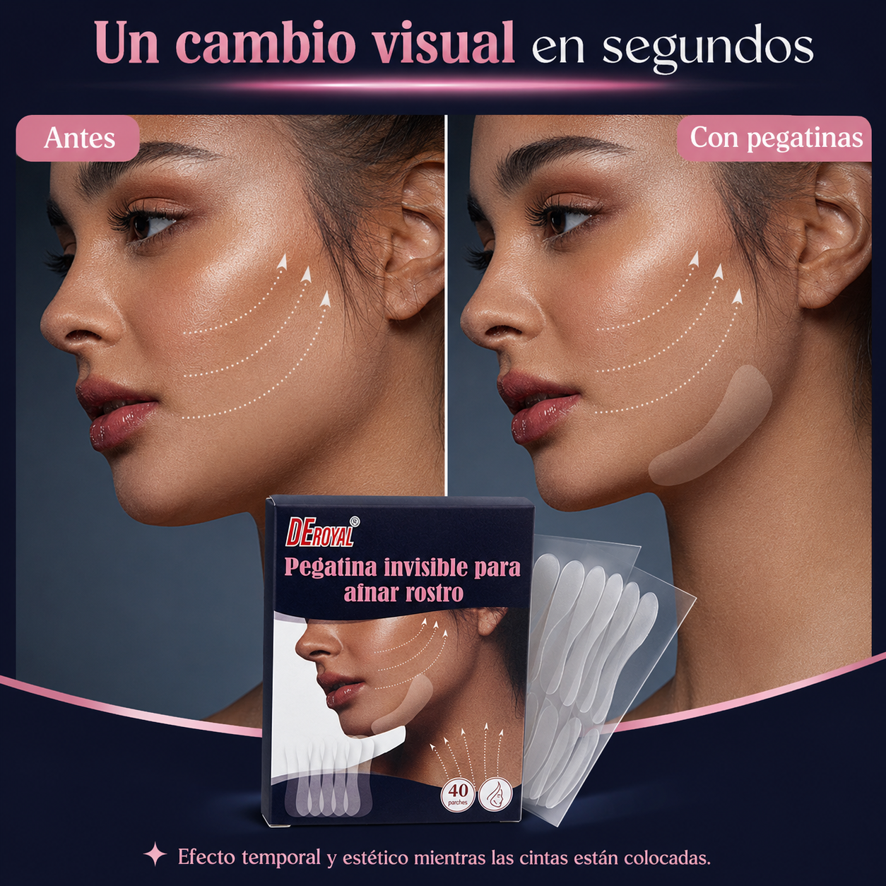 InvisiLift™ — Pegatinas Tensoras Faciales Invisibles