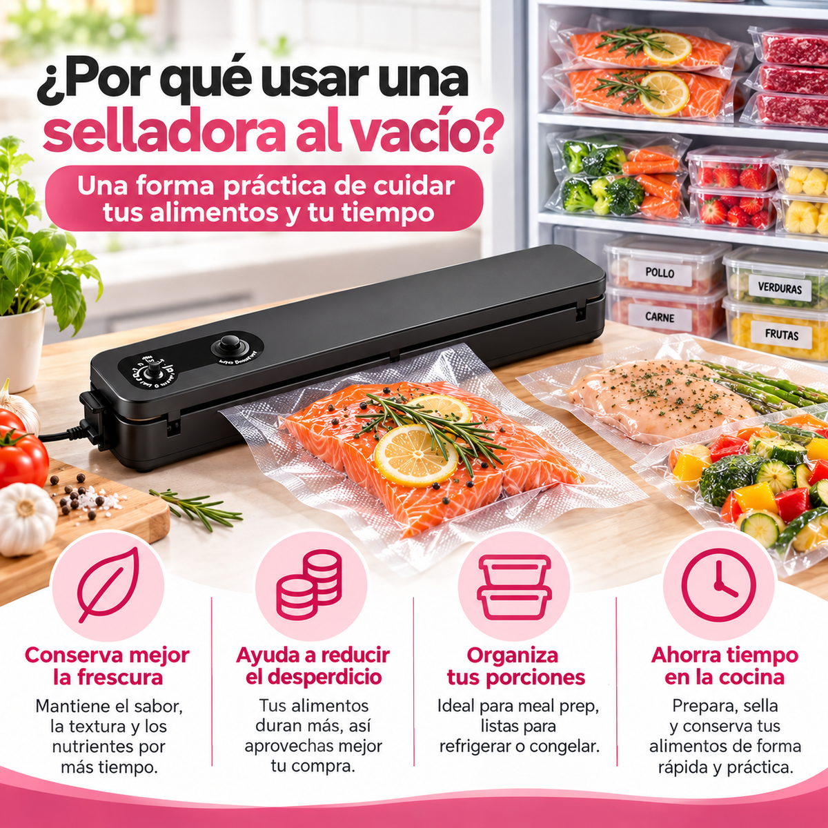 🥩 SELLADORA AL VACÍO PARA ALIMENTOS