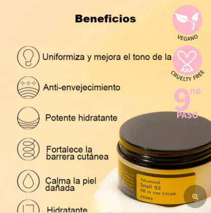 CREMA TODO EN UNO CON BABA DE CARACOL 92 AVANZADA COSRX - Crema hidratante con 92% de mucina de caracol (100 mg)