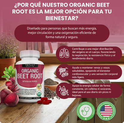 Organic Beet Root- Energía Natural, Circulación Activa y Oxigenación Total OFERTA 2X1 ✅
