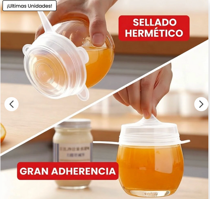 Pack x6 Tapas Selladora Ajustable | Conserva tus alimentos por más tiempo