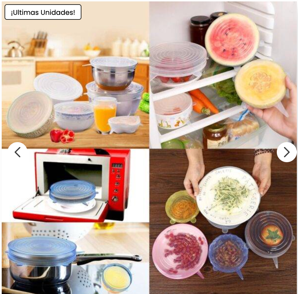 Pack x6 Tapas Selladora Ajustable | Conserva tus alimentos por más tiempo