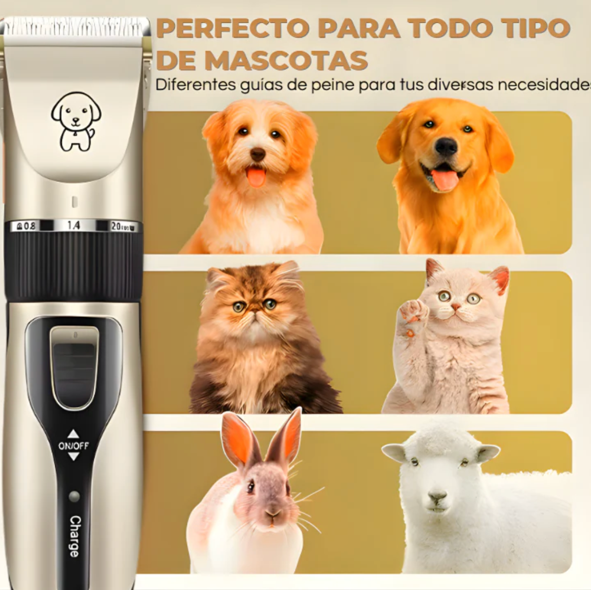 Kit Recortador de pelo profesional para mascotas:🎁  silencioso, inalámbrico y preciso.