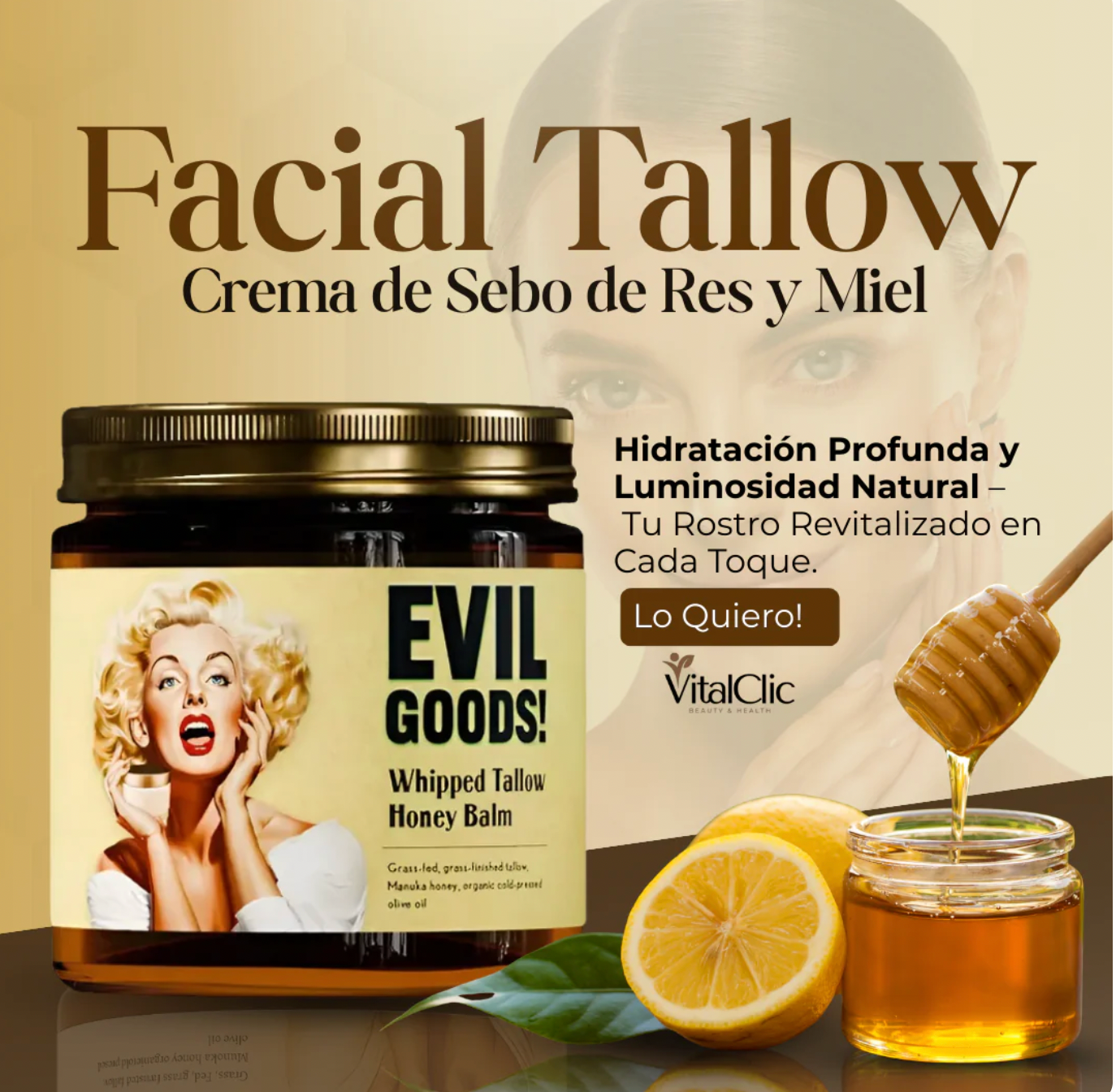 Facial Tallow® - Crema de Sebo de Res y Miel 😱PRODUCTO EN TENDENCIA😱