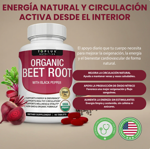 Organic Beet Root- Energía Natural, Circulación Activa y Oxigenación Total OFERTA 2X1 ✅