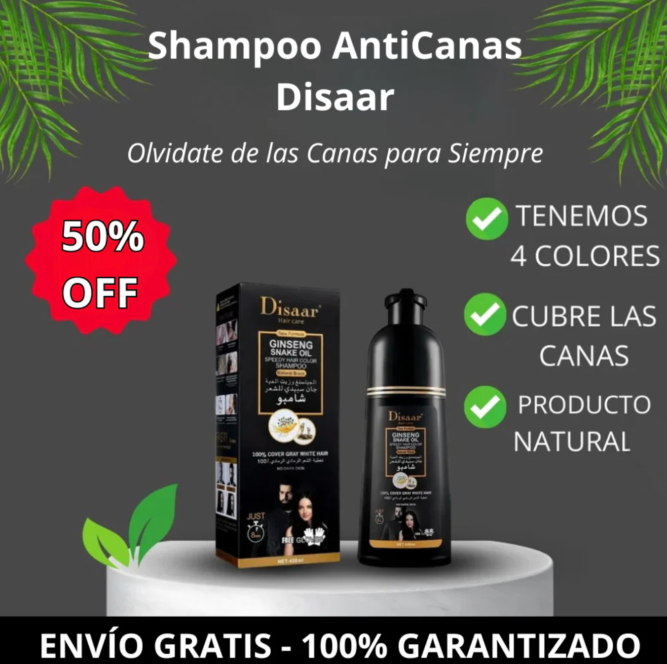 Shampoo CubreCanas Unisex 400ml - 😍COLOR NATURAL AL INSTANTE😍