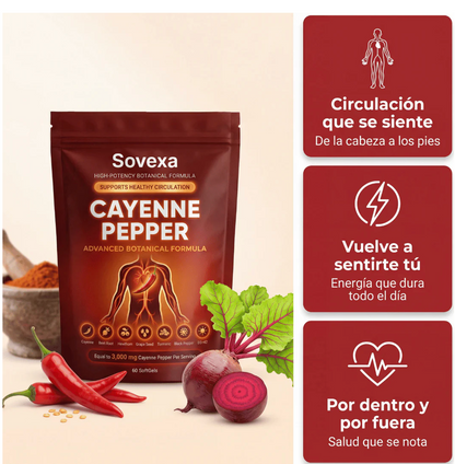 Sovexa Capsaicina Activa® en Softgels - Reactiva tu Circulación Natural OFERTA 2X1✅