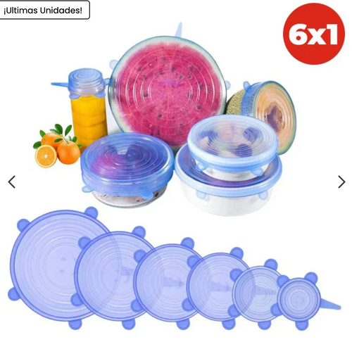 Pack x6 Tapas Selladora Ajustable | Conserva tus alimentos por más tiempo