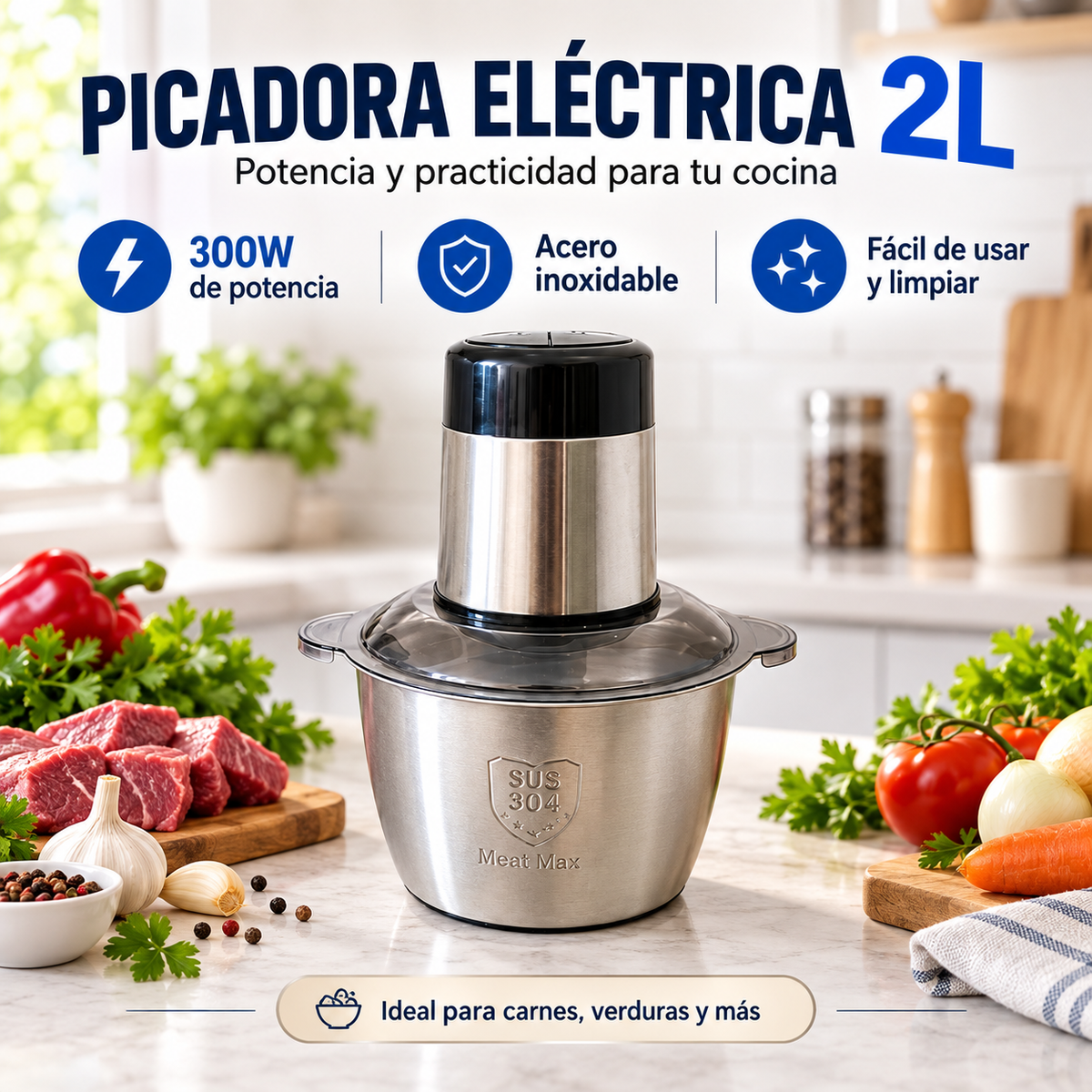 PicaFácil™ – Picadora Eléctrica 2L