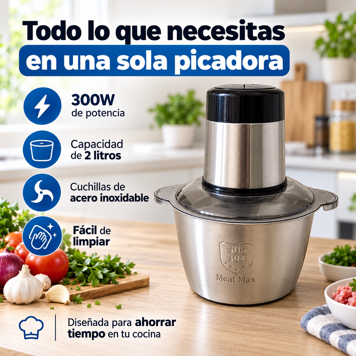 PicaFácil™ – Picadora Eléctrica 2L