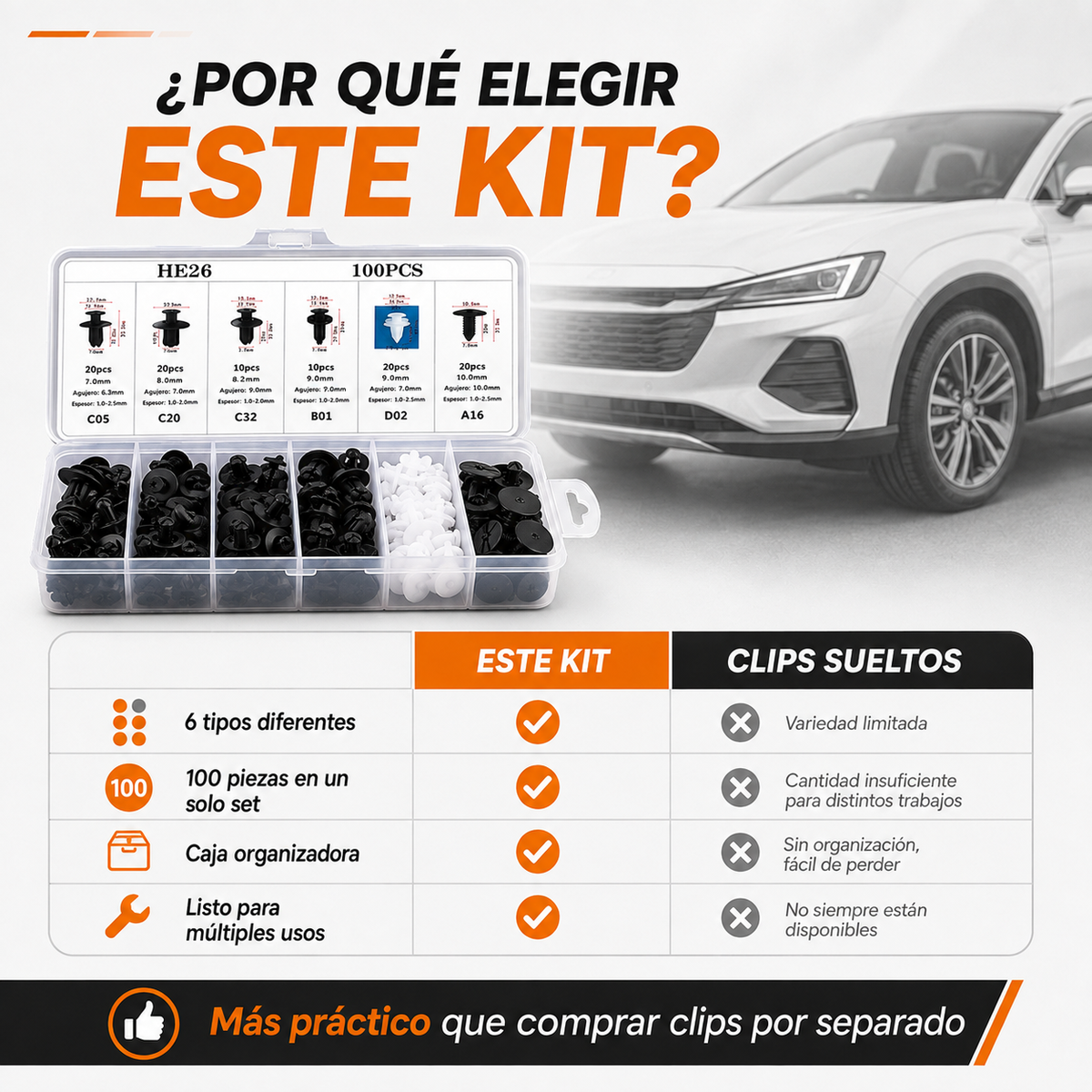 ClipFix Auto™ – 100 Clips de Fijación