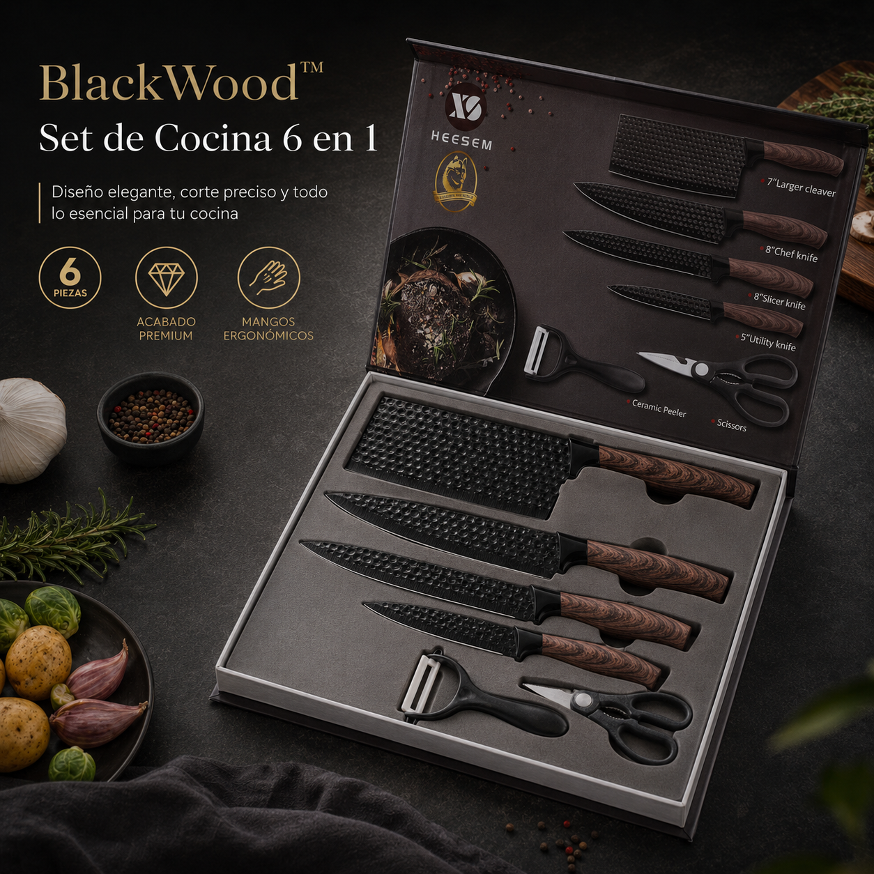 BlackWood™ Set de Cocina 6 en 1