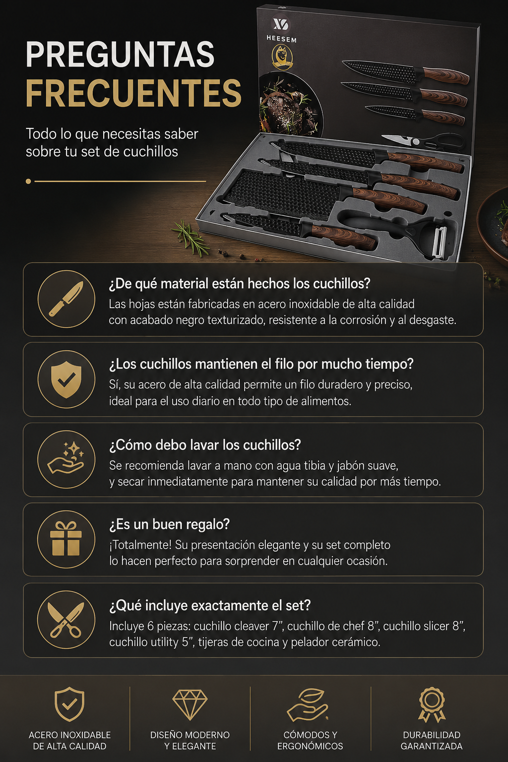BlackWood™ Set de Cocina 6 en 1
