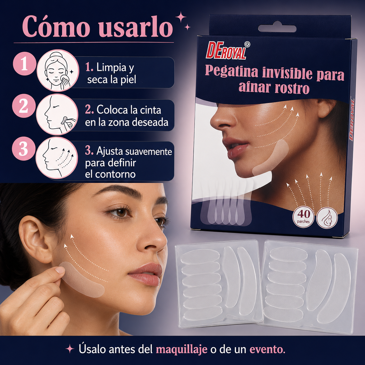 InvisiLift™ — Pegatinas Tensoras Faciales Invisibles