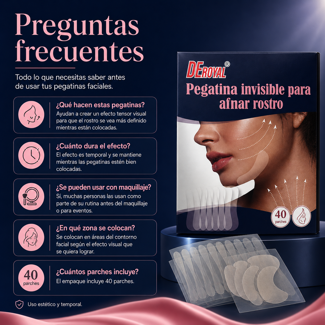 InvisiLift™ — Pegatinas Tensoras Faciales Invisibles