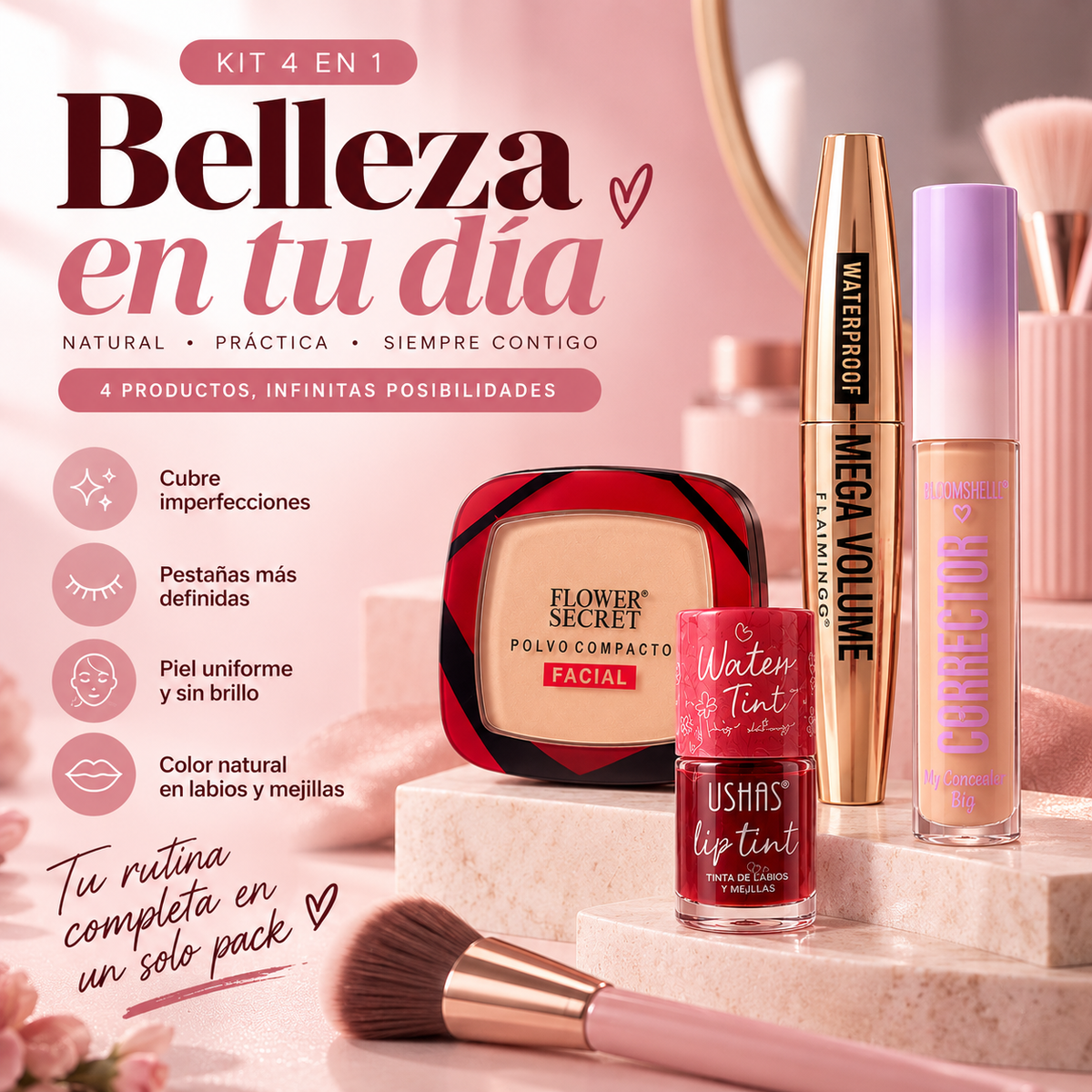 Beauty Essentials™ – Kit de Maquillaje 4 en 1