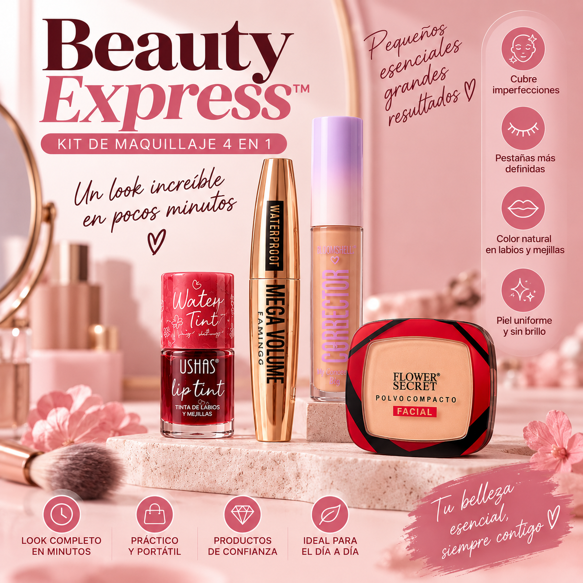 Beauty Essentials™ – Kit de Maquillaje 4 en 1
