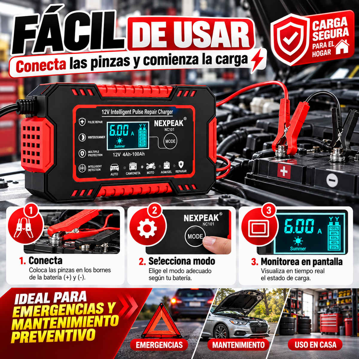 Cargador Inteligente de Baterías 12V