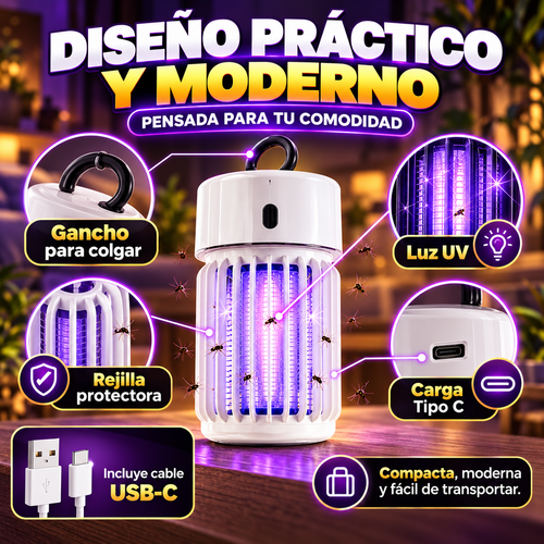 🦟💡 LÁMPARA MATA MOSQUITOS ELÉCTRICA CON LUZ UV