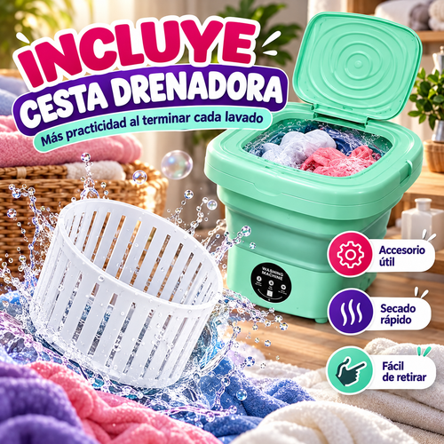 🧺💦 LAVADORA PORTÁTIL PLEGABLE MULTIFUNCIONAL