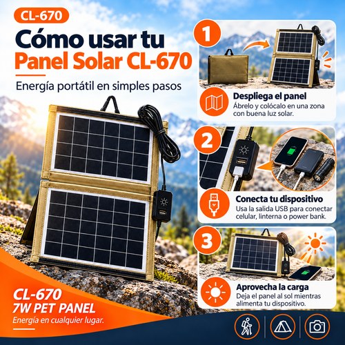 Panel solar portátil CL-670 de 7W