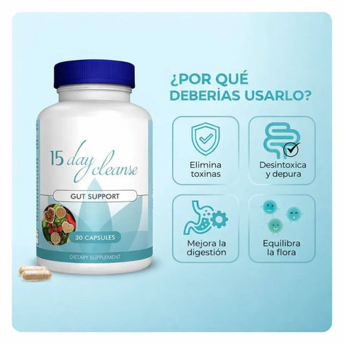 Suplemento Limpieza de 15 Días para Intestino✅ 💩y Colon sin cafeína con sen, cáscara sagrada y psyllium 30 cápsulas